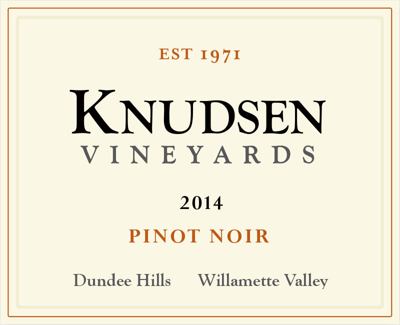 front label image for knudsen vineyards pinot nor willamette valley dundee hills 2014