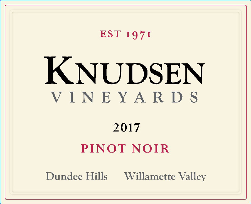 front label image for knudsen vineyards pinot nor willamette valley dundee hills 2017