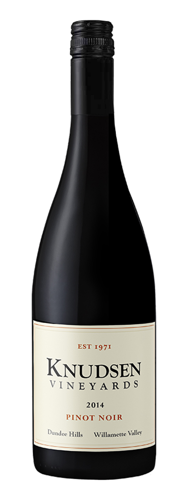 photo of bottle with wine label reading knudsen vineyards pinot noir 2014
