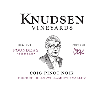 label image for 2018 pinot founder's series showing a line drawing of a man with glasses in a suit