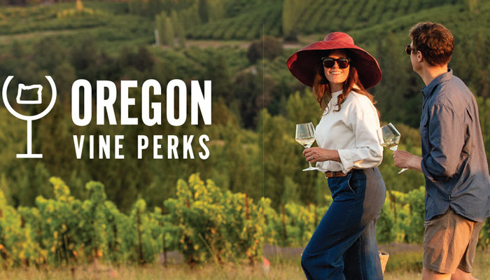 advertisement for Oregon Wine Pearks. learn more at oregonvineperks.org