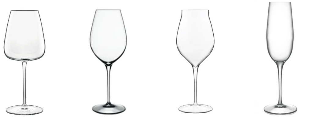 White wine glass comparison for Chardonnay and other wine styles