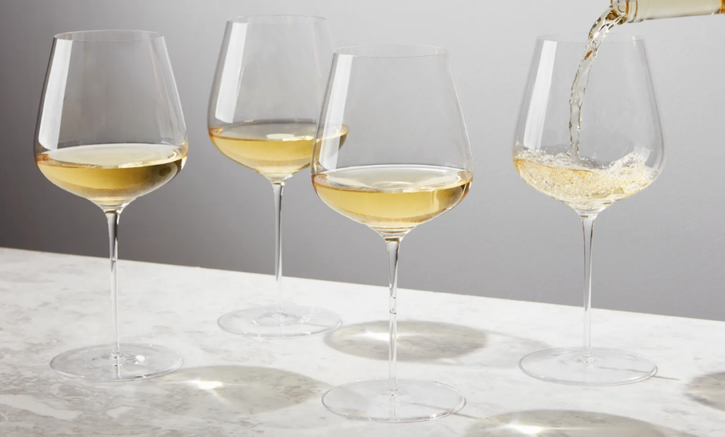 Burgundy-style wine glass for Oregon Chardonnay